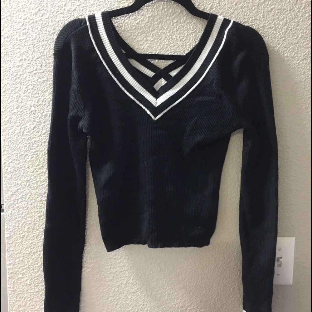 Long sleeve varsity sweater crop top